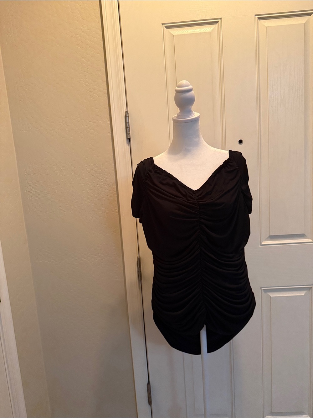 BOLD elements Black Ruched V-Neck Blouse